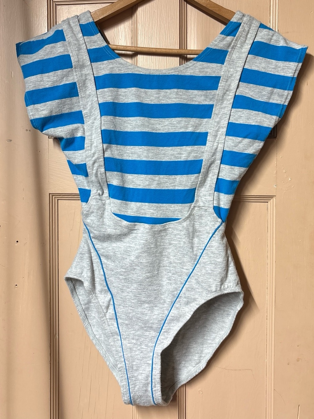 Jacques Moret VTG 80's Striped Athletic Bodysuit Workout Leotard Medium 10-12